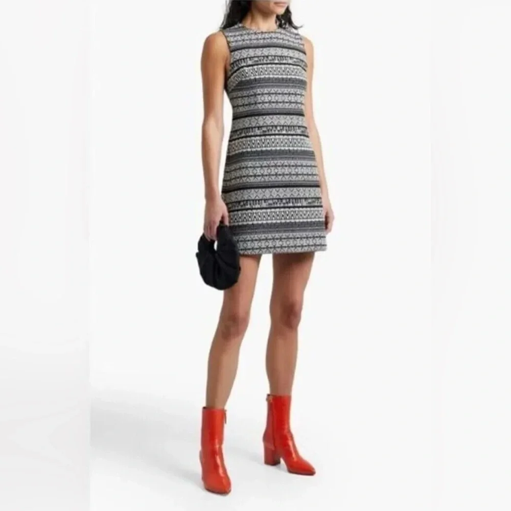 Cynthia Steffe Courtney Shift Dress 4 Small Green Blue Tweed Crew Aztec Spring - Picture 2 of 9